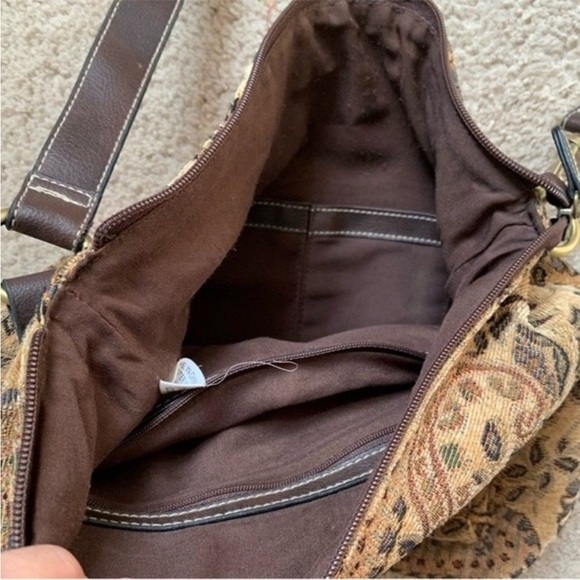 VTG Rossetti Boho Crossbody Satchel Bag Suede Medium Matching Coin Purse Brown L - Picture 12 of 14